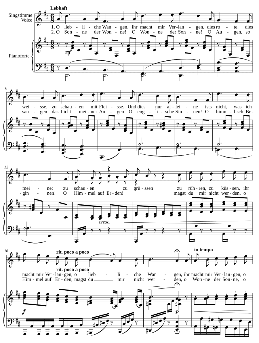О, милые щёки (O liebliche Wangen). 5 песен, соч. 47