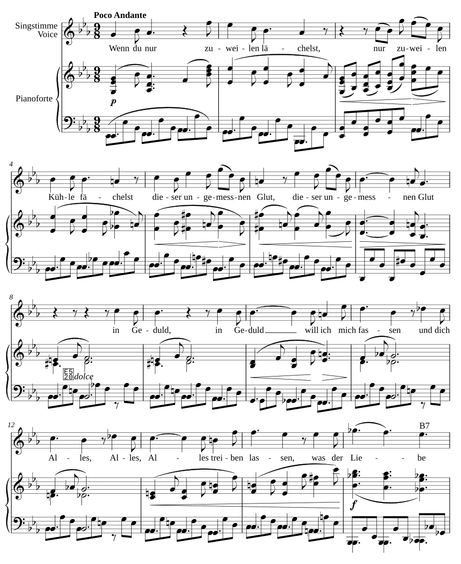 Если ты хоть изредка улыбнёшься (Wenn du nur zuweilen lächelst). 8 песен и напевов, соч. 57
