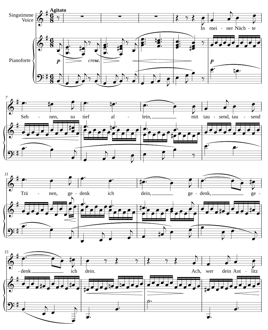 В тоске моих ночей (In meiner Nächte Sehnen). 8 песен и напевов, соч. 57