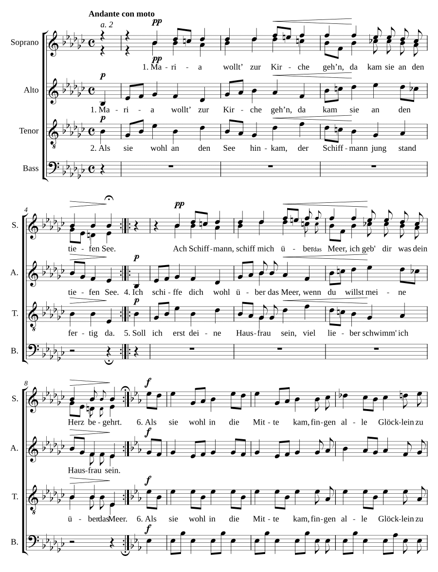 Мария идёт в церковь (Marias Kirchgang). Песни к Марии, соч. 22