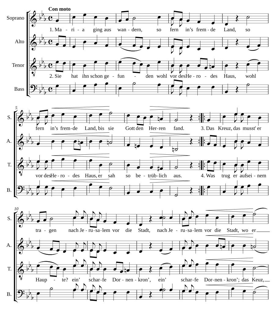 Паломничество Марии (Marias Wallfahrt). Песни к Марии, соч. 22