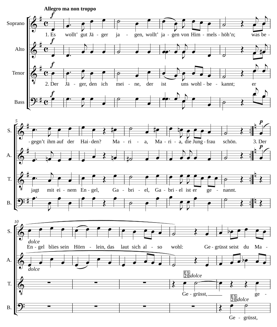 Охотник (Der Jäger). Песни к Марии, соч. 22
