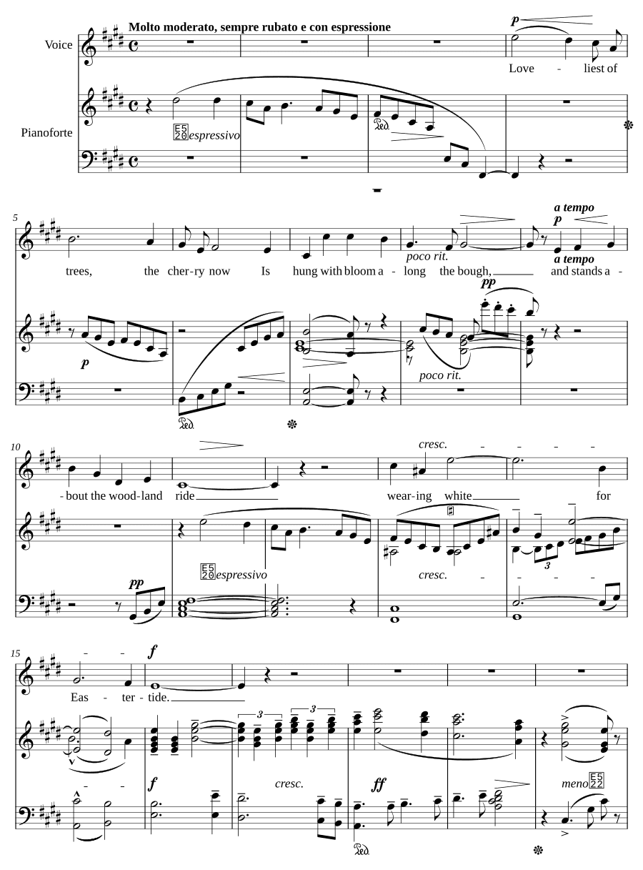 Прекраснейшая из дерев — вишня (Loveliest of trees, the Cherry now). 6 песен из «Шропширского парня»