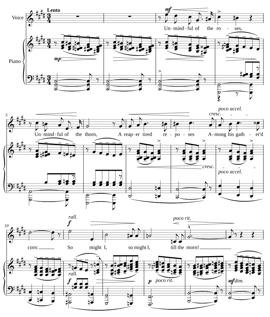 Не помня о розах (Unmindful of the Roses). 6 песен скорби, соч. 57