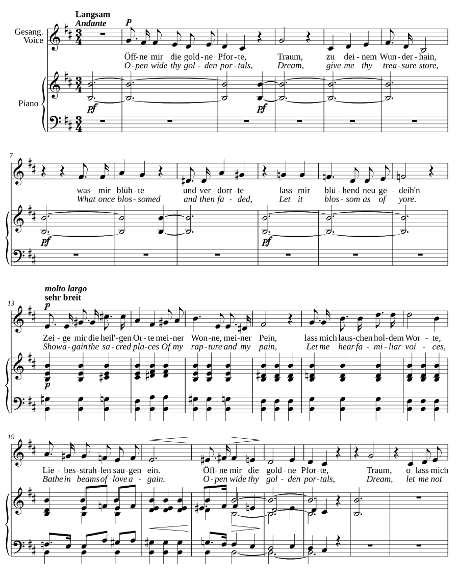 К сновидению (An den Traum). Скорбь и утешение, соч. 3