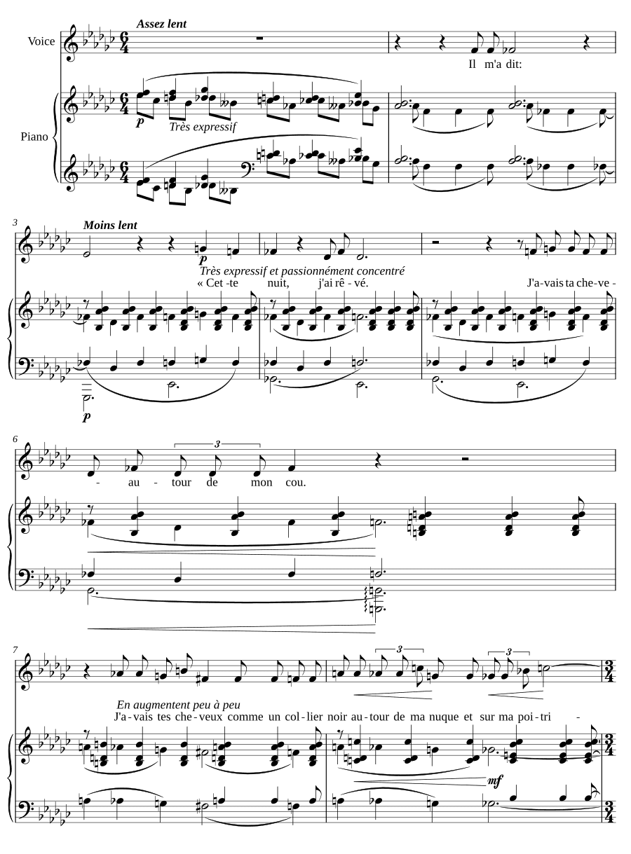 Волосы (La Chevelure). Три песни Билитис