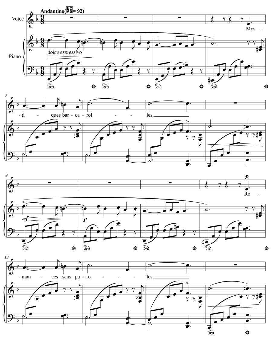 К Климене (A Clymène). Пять мелодий, соч. 58