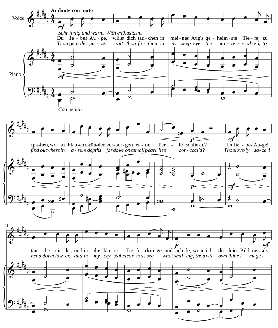 Милые глаза (Du liebes Auge). 6 песен, соч. 16
