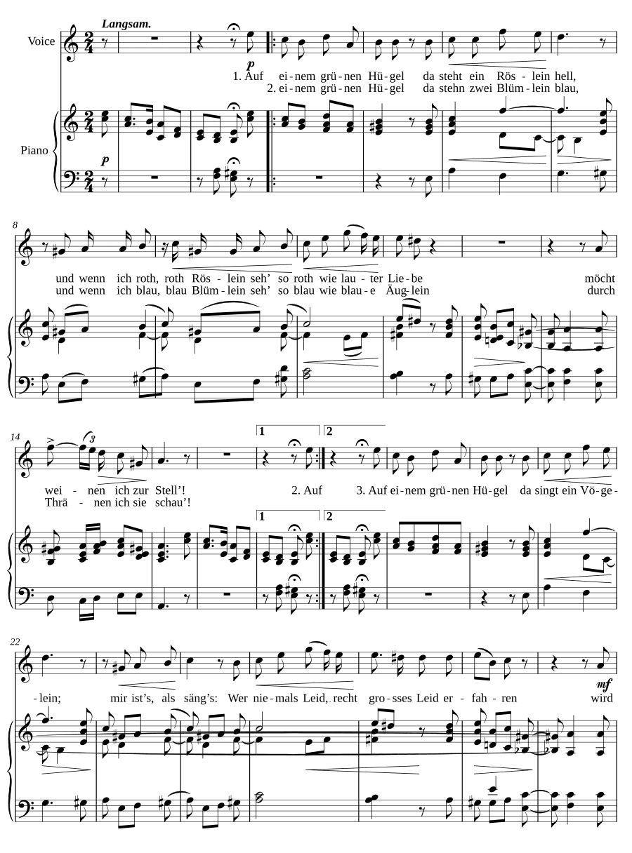 На зелёном холме (Auf einem grünen Hügel). 6 песен, соч. 23