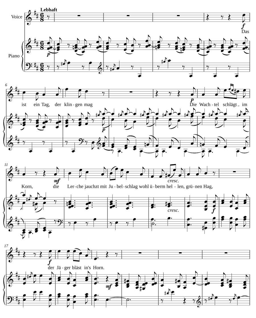 Вот день, что звенеть готов (Das ist ein Tag, der klingen mag). 6 песен, соч. 23