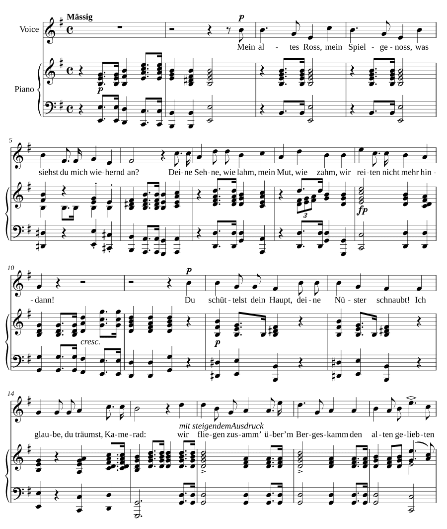 Мой старый конь (Mein altes Ross). 5 песен и напевов, соч. 127