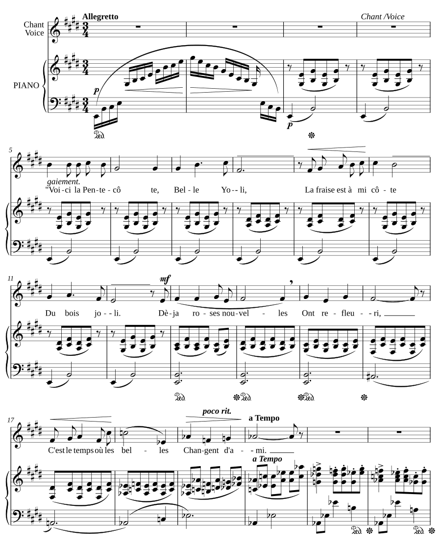 Прекрасная Иоли (Belle Yoli, VWV 1134). 6 мелодий