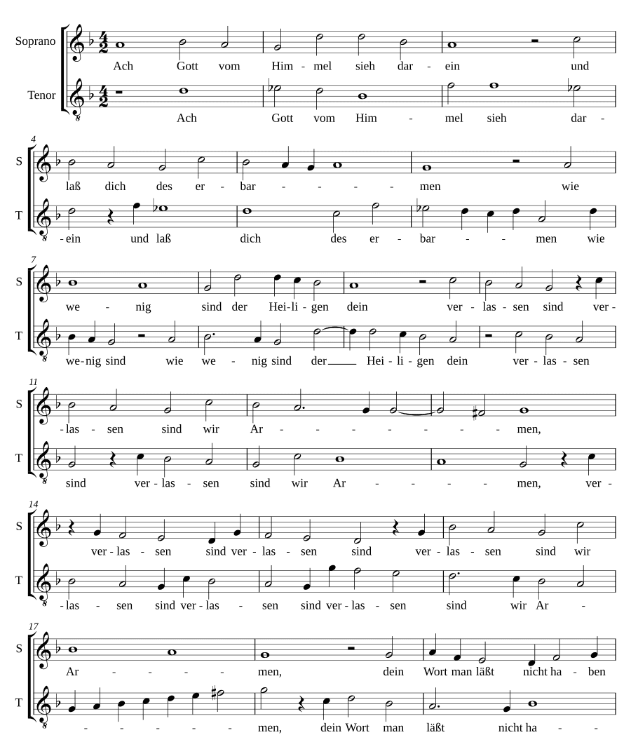 Ах, Боже с небес, 2 голоса (Ach Gott vom Himmel 2vv)