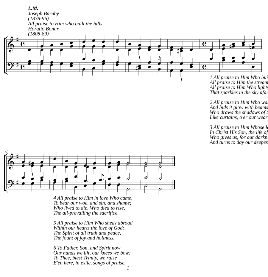 Вся хвала Тому, кто создал холмы (All praise to Him who built the hills)