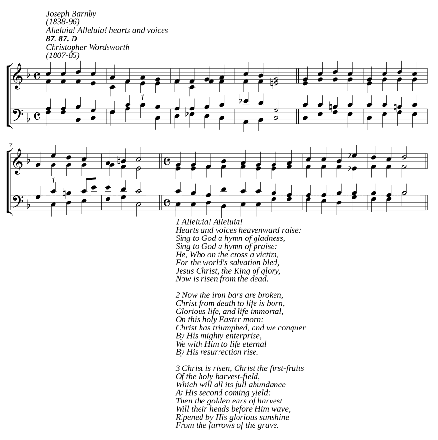 Аллилуйя! Аллилуйя! сердца и голоса возносят к небу (Alleluia! Alleluia! hearts and voices heavenward raise)