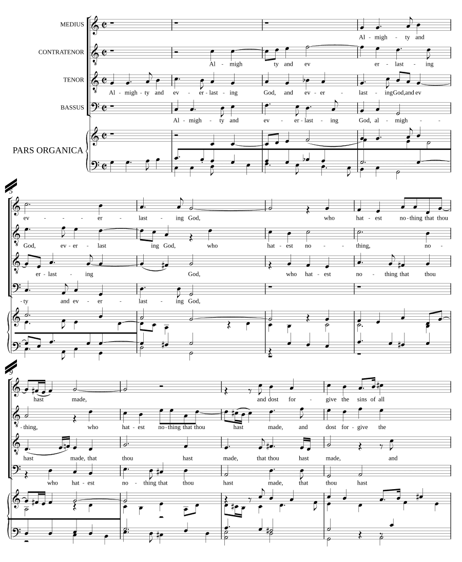 Всемогущий и вечный Бог, Который ничего не ненавидишь (Almighty and everlasting God, who hatest nothing)