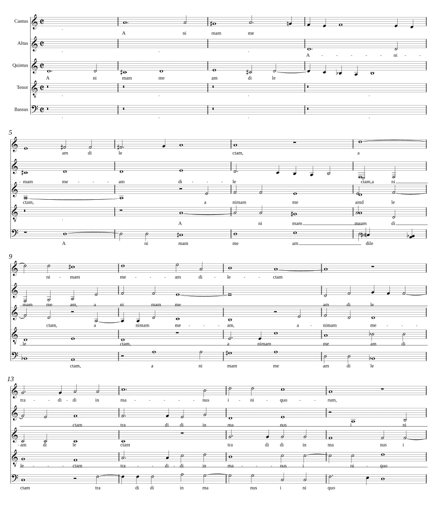 Душа возлюбленная для 5 голосов (Animam meam dilectam a 5)