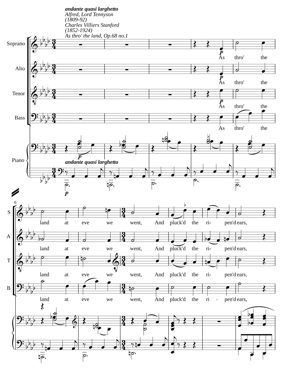 Как через землю, соч. 68:1 (As thro' the land, Op. 68:1)