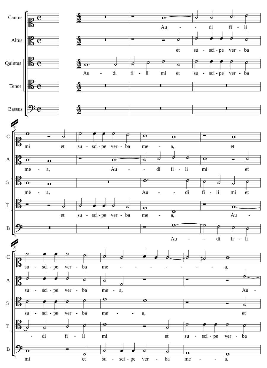 Слушай, сын мой, и прими слова мои (Audi fili mi et suscipe verba mea)