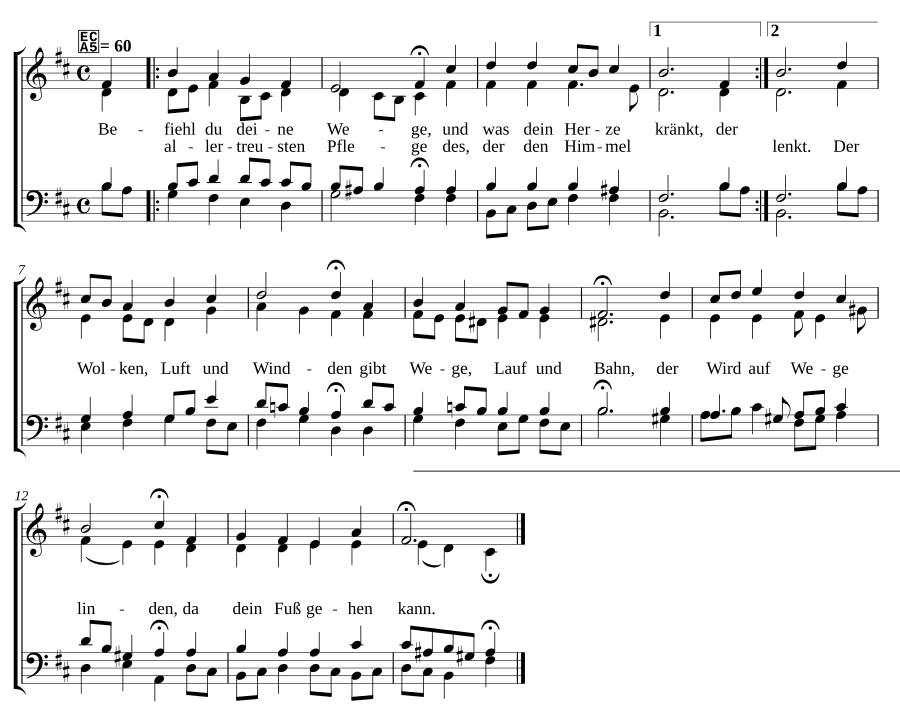 Вверяй пути свои (Befiehl du deine Wege), BWV 270. Вокал