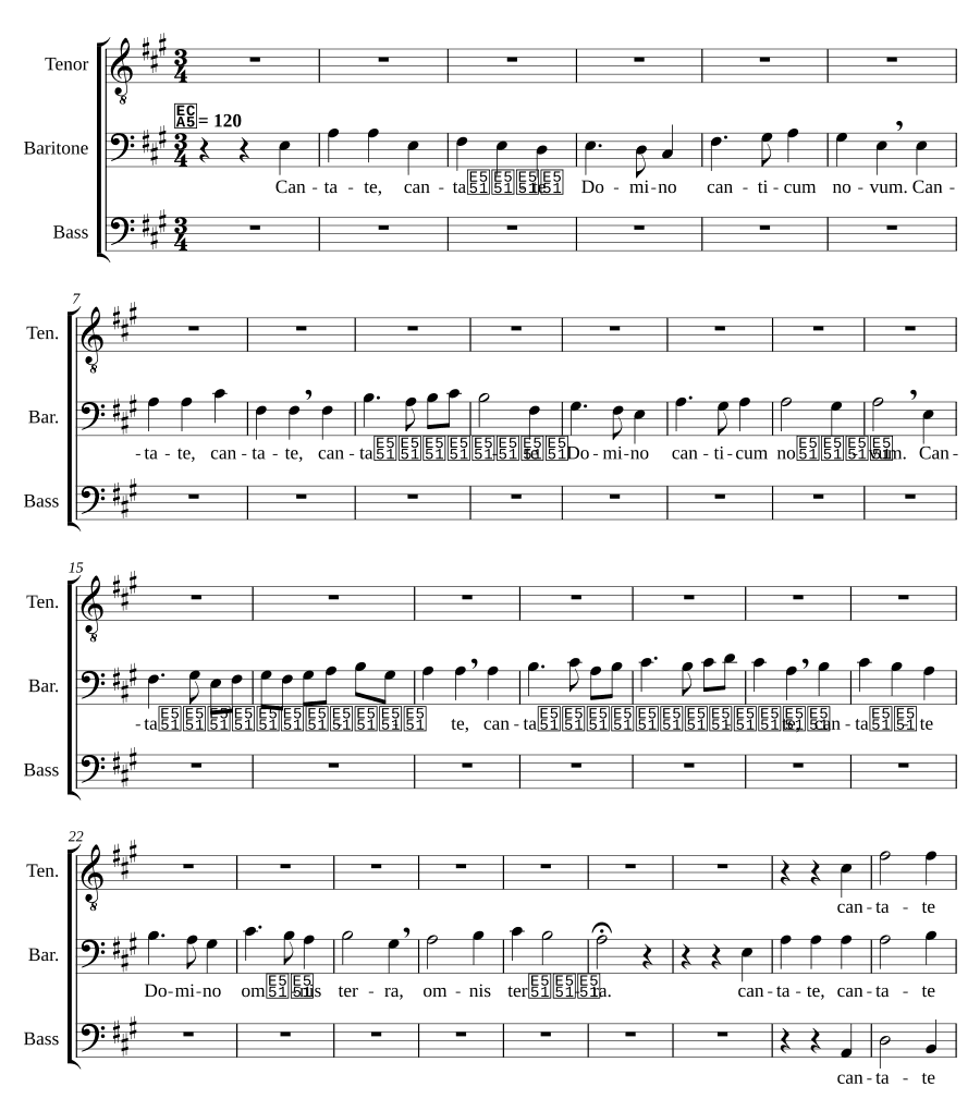 Пойте Господу (Cantate Domino), S. 55
