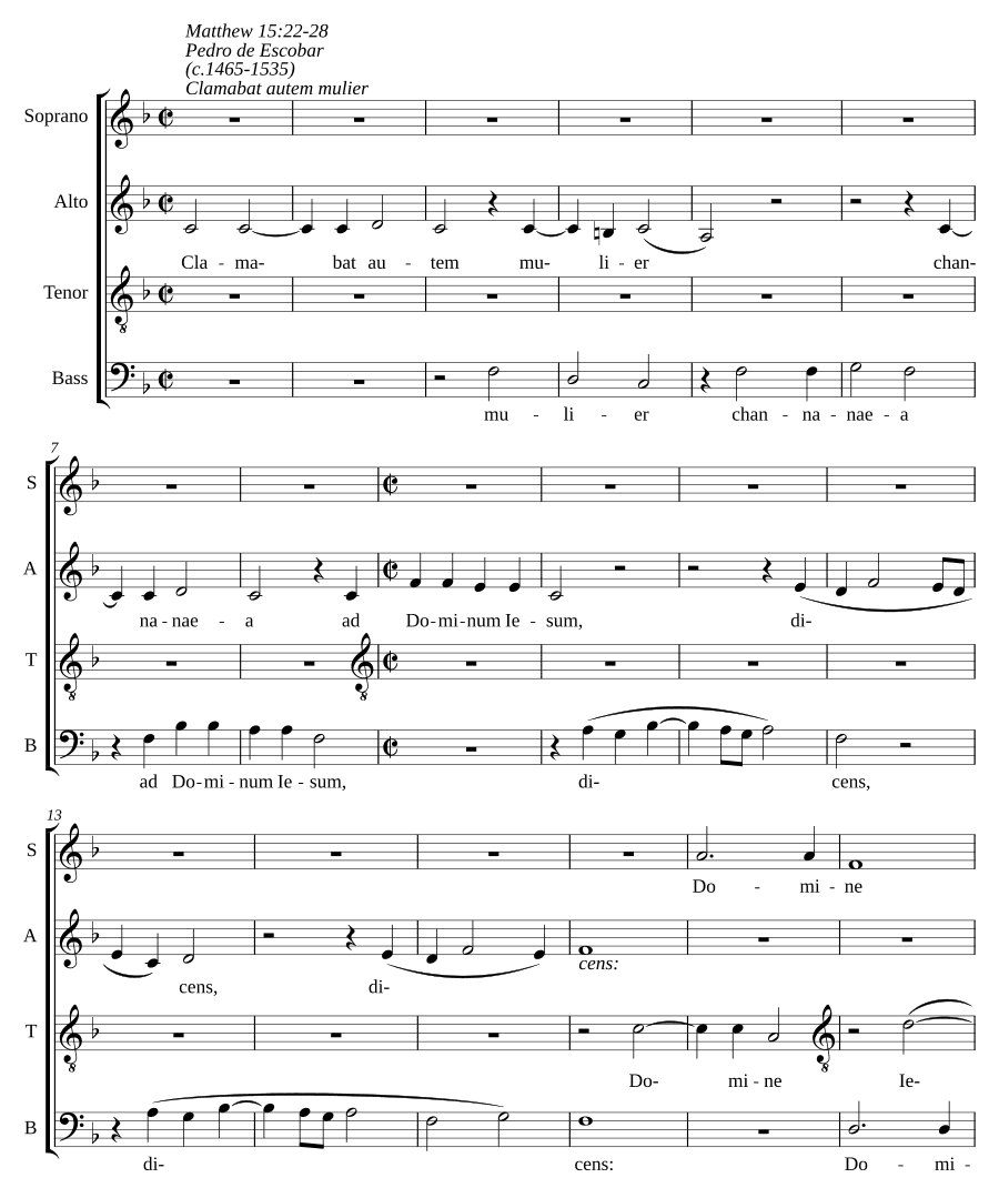 Женщина хананеянка взывала (Clamabat autem mulier channanea)