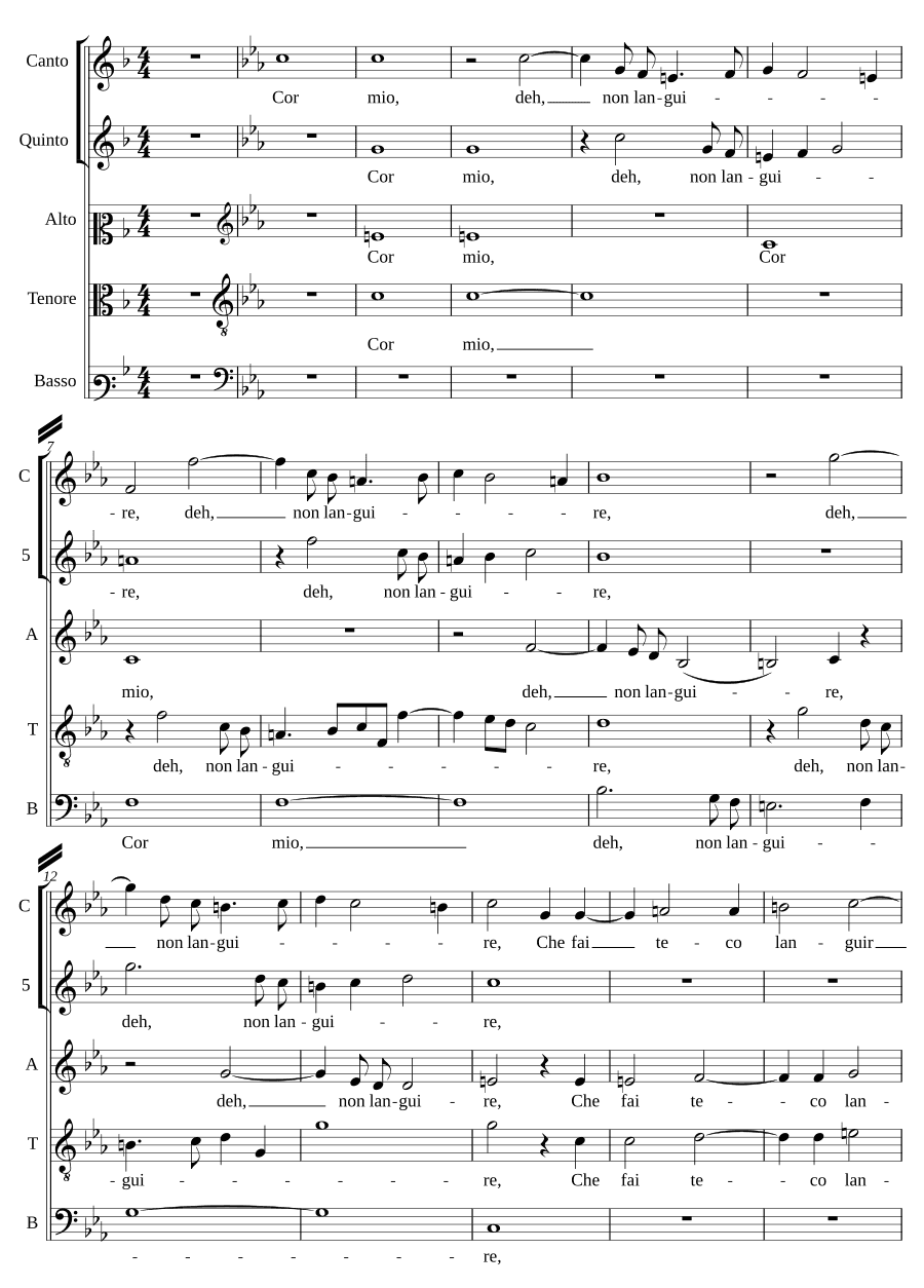 Моё сердце, не томись (Cor mio, deh, non languire)