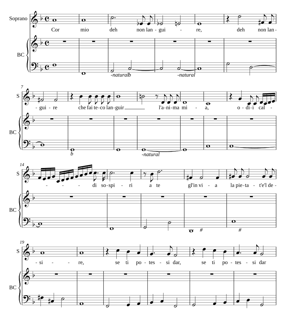Моё сердце, не вянь (Cor mio deh non languire)