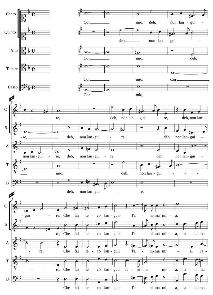 Мое сердце, не вянь (Cor mio deh non languire)
