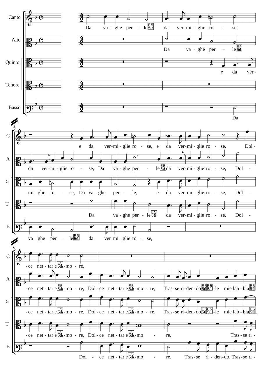 От прекрасных жемчужин и алых роз (Da vaghe perle e da vermiglie rose)