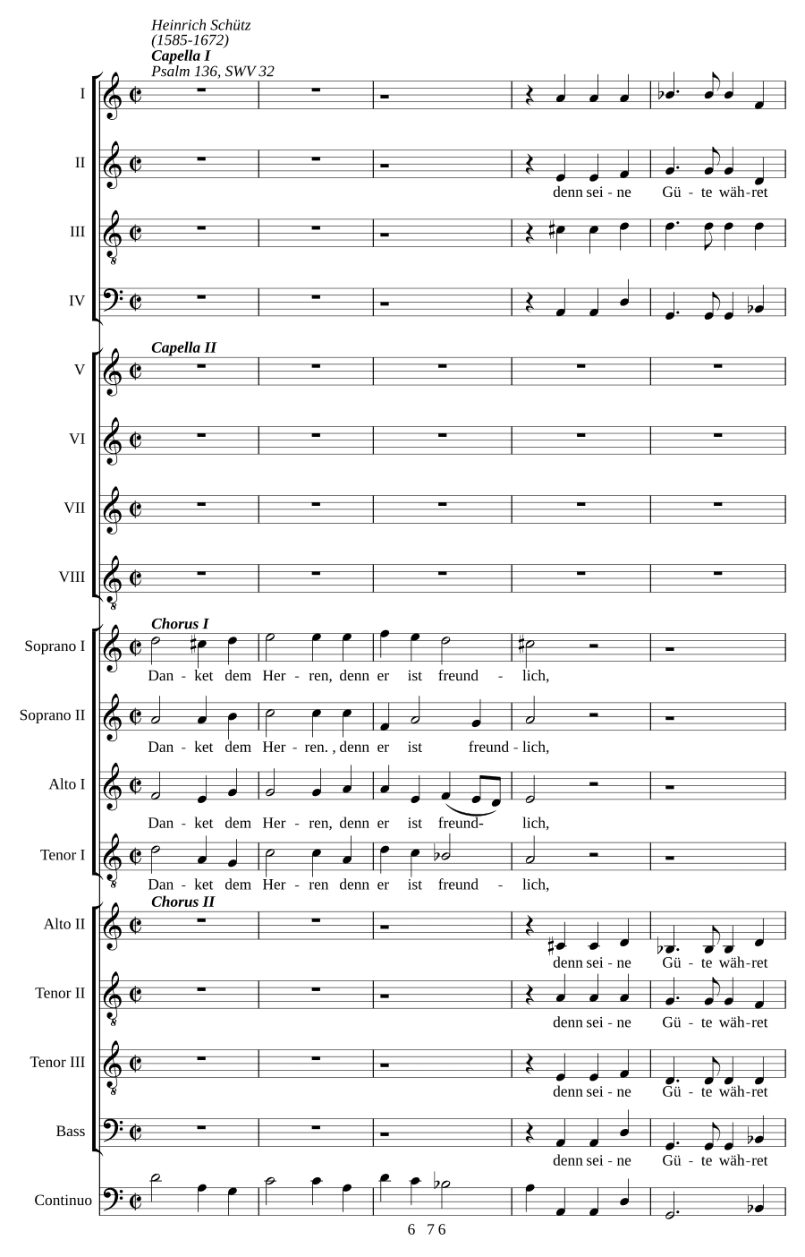 Благодарите Господа, ибо Он благ (Danket dem Herren, denn er ist freundlich (Psalm 136), SWV 32)