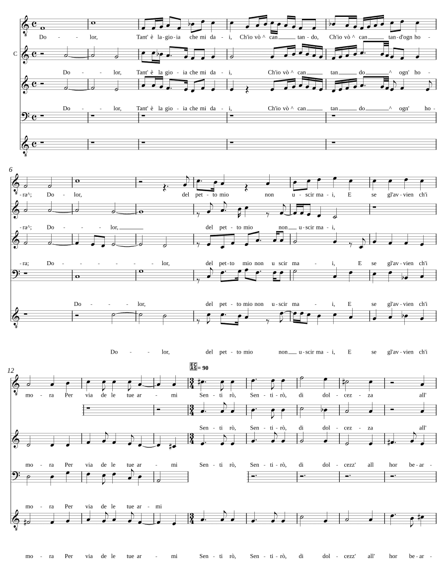 Горе, такова радость, что ты мне даёшь (Dolor, tant'è la gioia che mi dai)