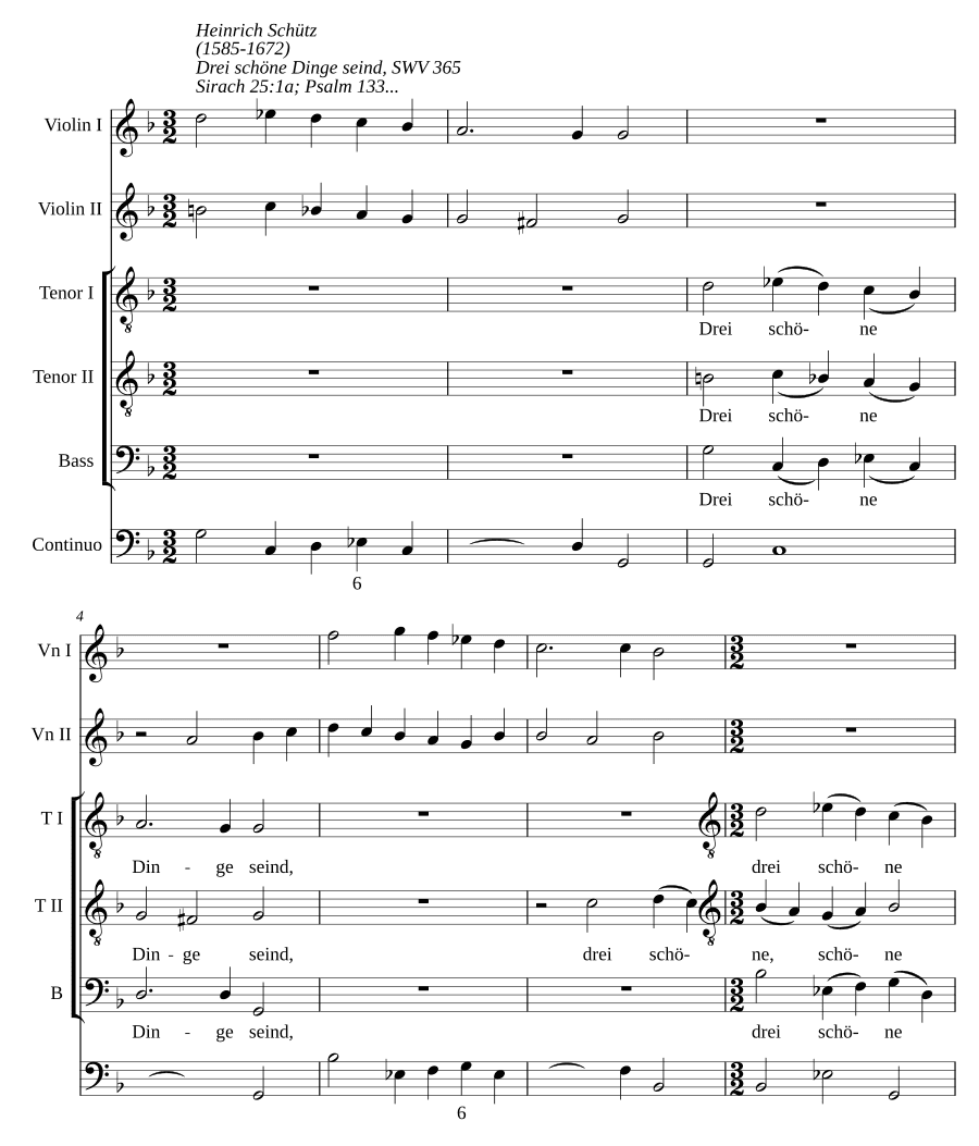 Три прекрасные вещи (Drei schöne Dinge seind). Для вокала и скрипки