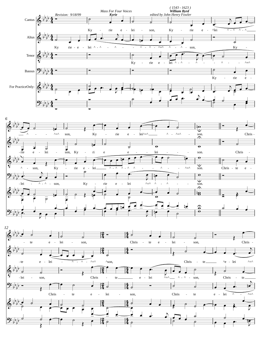 Месса для четырех голосов (Mass for Four Voices). Уильям Бёрд