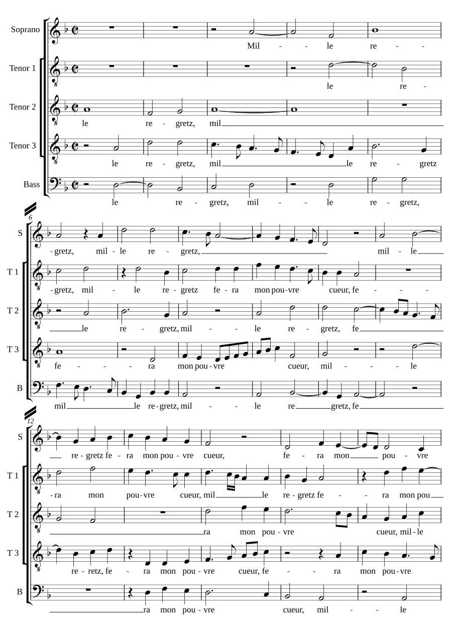 Тысяча сожалений ранит моё бедное сердце (Mille regretz fera mon pauvre coeur)