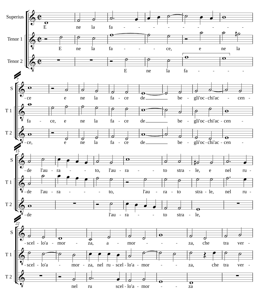 И в лице прекрасных очей (E ne la face de begli occhi)