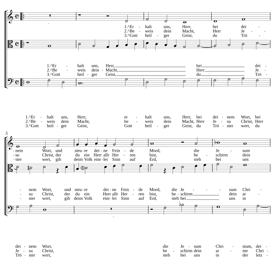 Сохрани нас, Господи, словом Твоим, на 3 голоса (Erhalt uns Herr bei deinem Wort a 3)