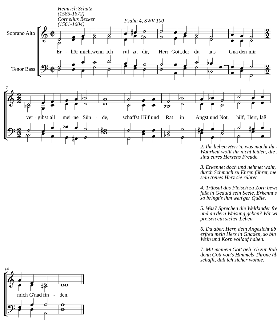 Услышь меня, когда я взываю к Тебе, SWV 100 (Erhör mich, wenn ich ruf zu dir, SWV 100)