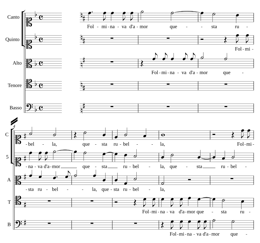Любовь пылает в этом румянце (Folminava d'amor questa rubella)