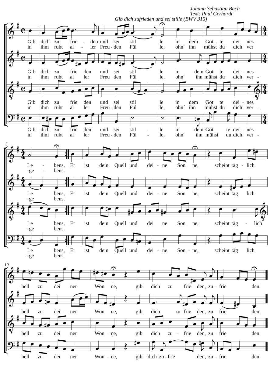 Будь доволен и спокоен (Gib dich zufrieden und sei stille), BWV 315