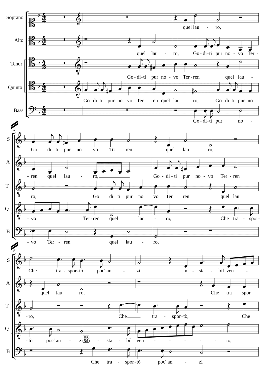Радуйся, новому террену и лавру (Goditi pur novo Terren quel lauro)