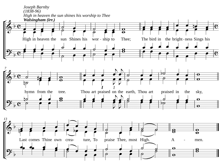 Высоко на небе солнце светит Тебе (High in heaven the sun shines his worship to Thee)