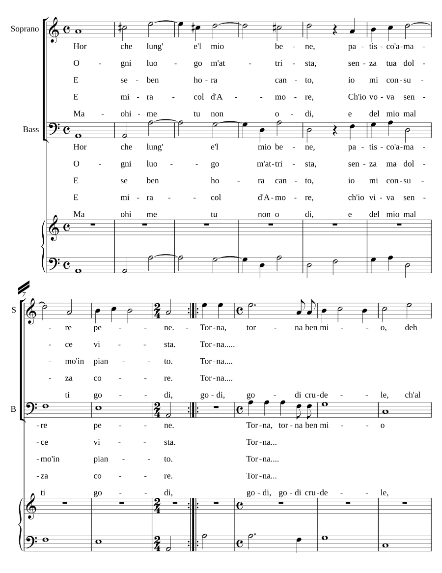 Когда долго отсутствует мой возлюбленный (Hor che lung' e'l mio bene)