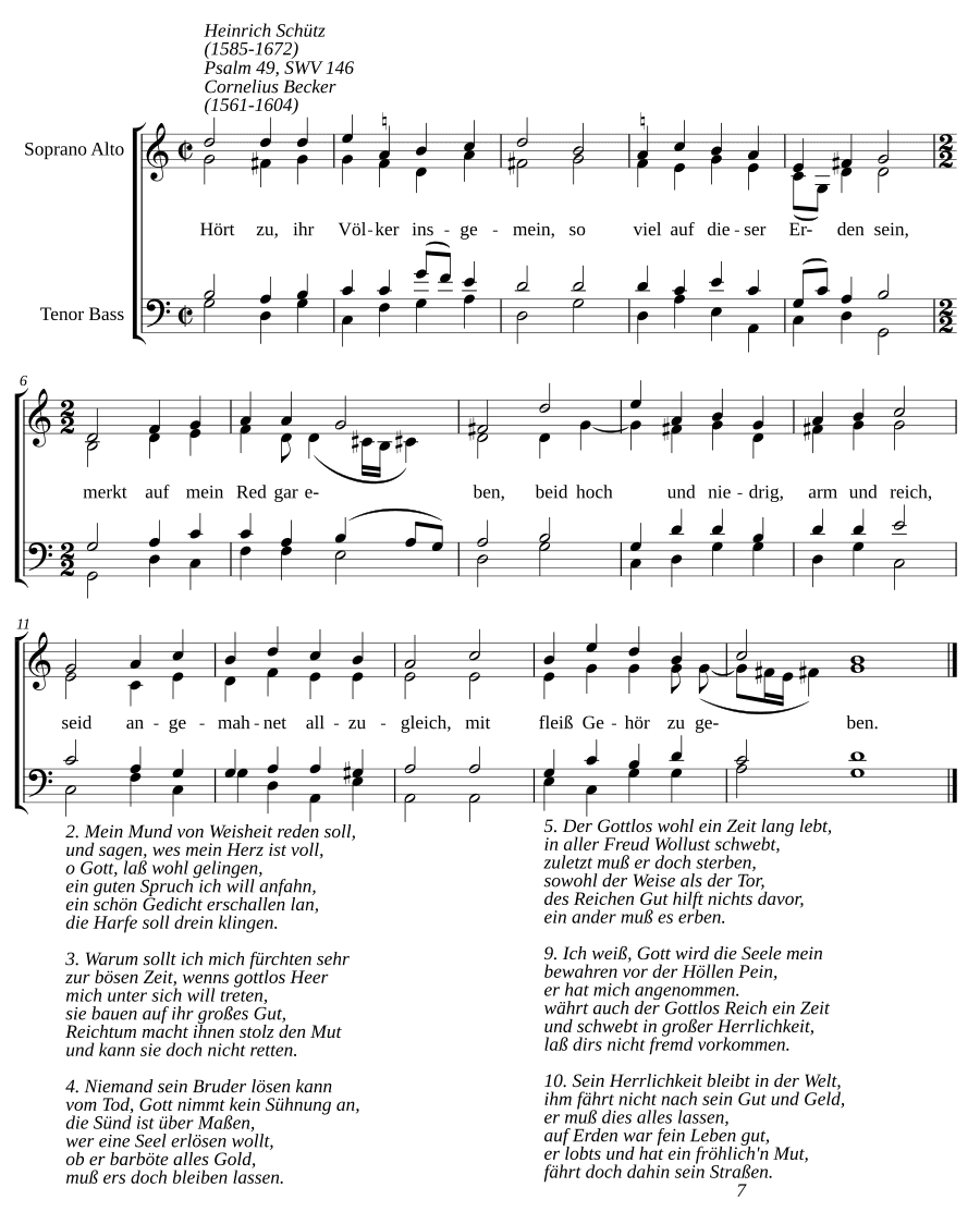 Слушайте, народы все вместе, SWV 146 (Hört zu ihr Völker in gemein, SWV 146)