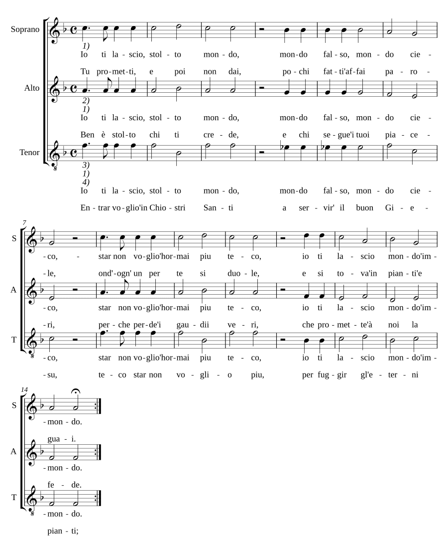 Я оставляю тебя, глупый мир (Io ti lascio stolto mondo)