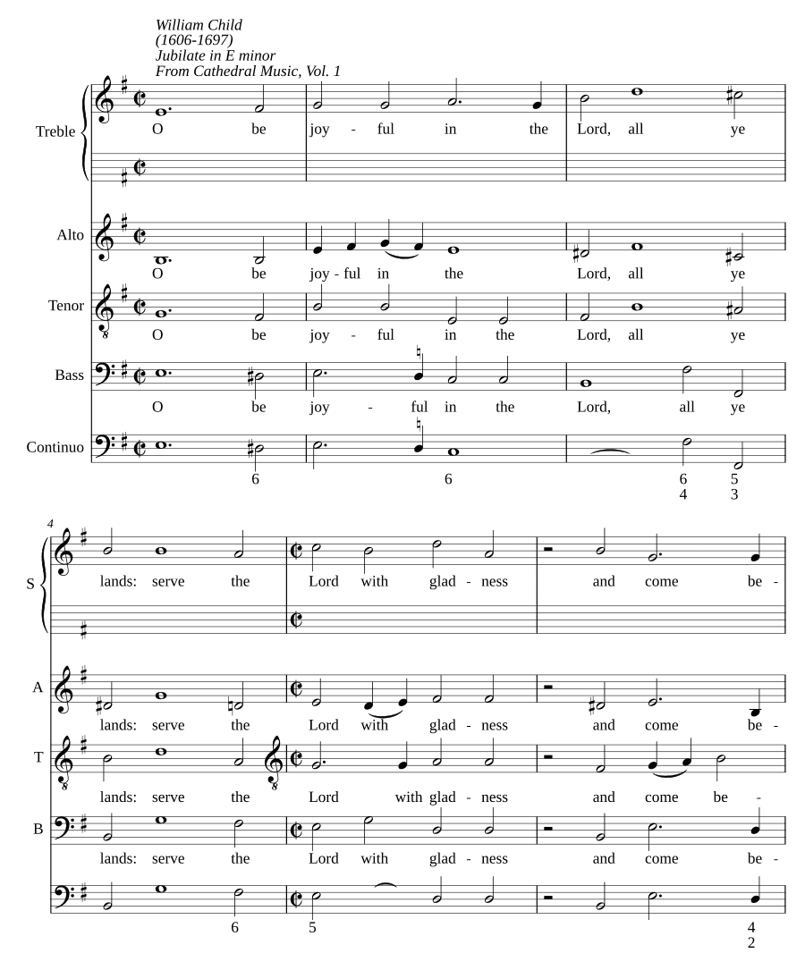 Радуйтесь в ми миноре (Jubilate in E minor). Уильям Чайлд. Вокал