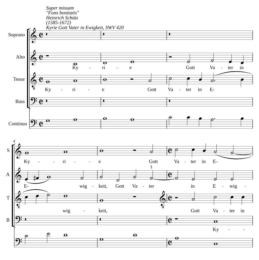 Кирие, Бог Отец во веки (Kyrie Gott Vater in Ewigkeit, SWV 420). Для хора и инструментов