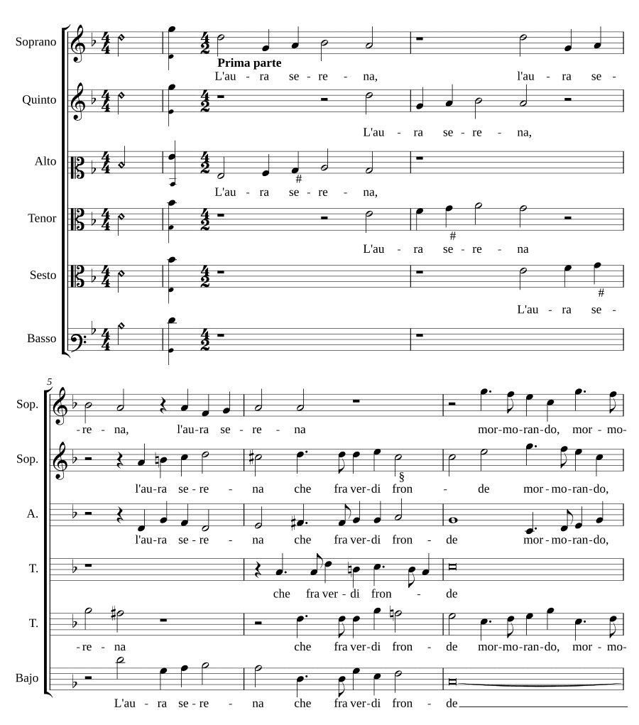 Спокойный ветерок среди зеленых листьев (L'aura serena che fra verdi fronde)