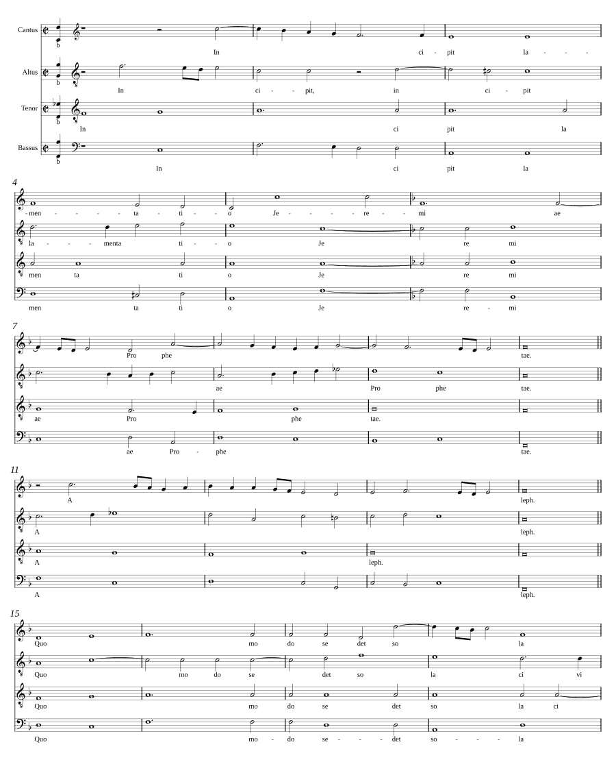 Lamentationes Hieremiae Prophetae (quatuor vocum)