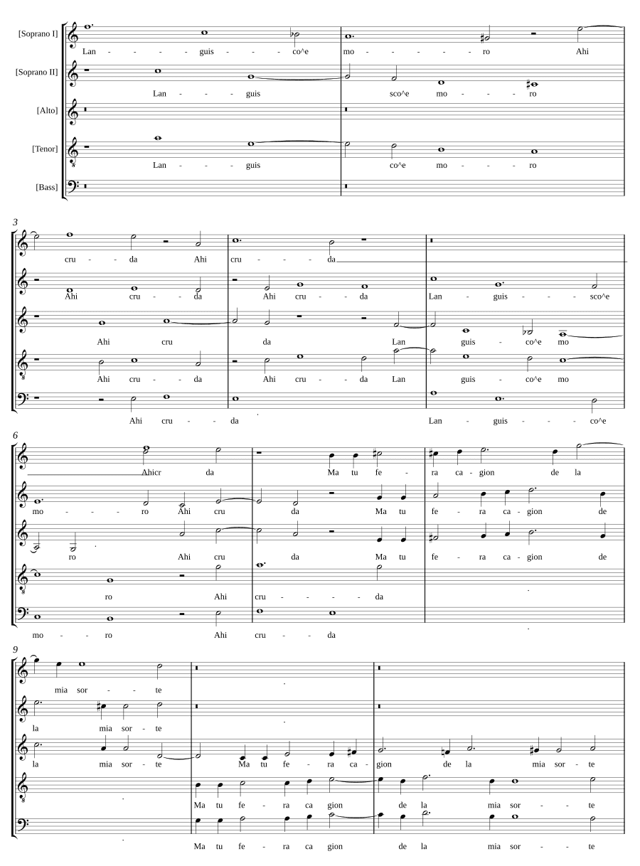 Истощаюсь и умираю, ах, жестокий (Languisce e moro, ahi, cruda)